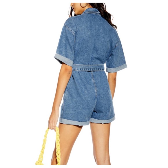 NEW TOPSHOP DENIM BUTTON DOWN ROMPER - Picture 5 of 8